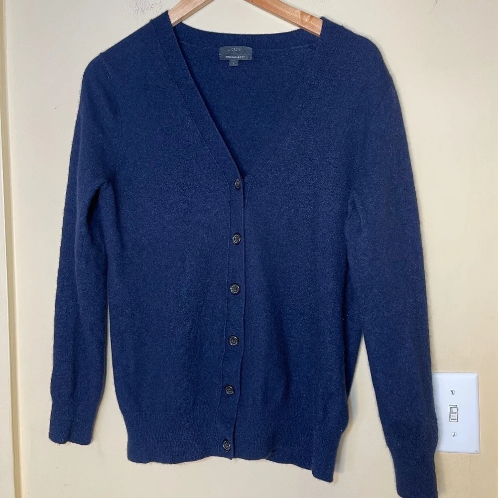 Cashmere J. Crew Navy Blue Cardigan